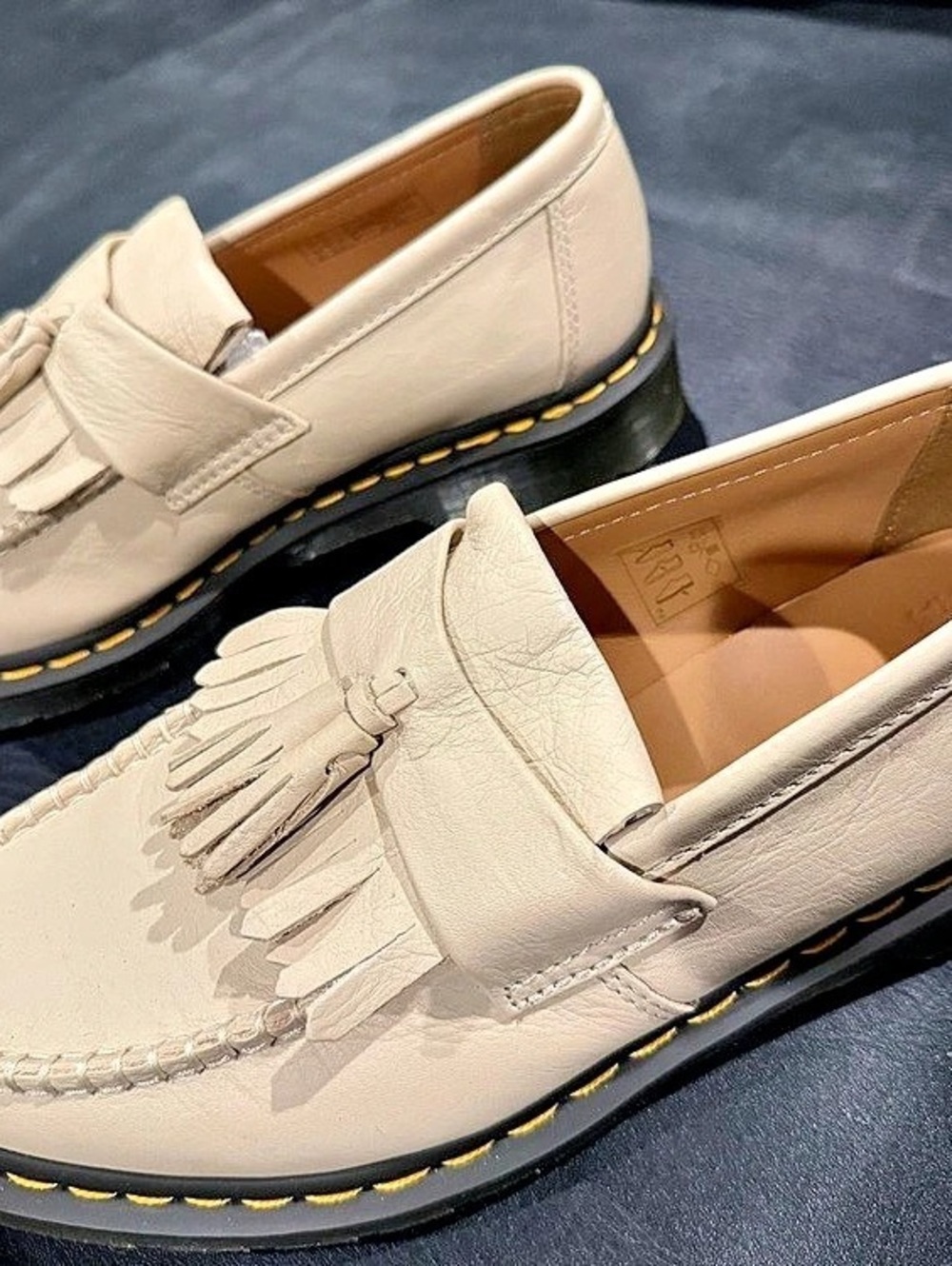 Dr. Martens Unisex Adrian Virginia Leather Tassel Loafers Beige
